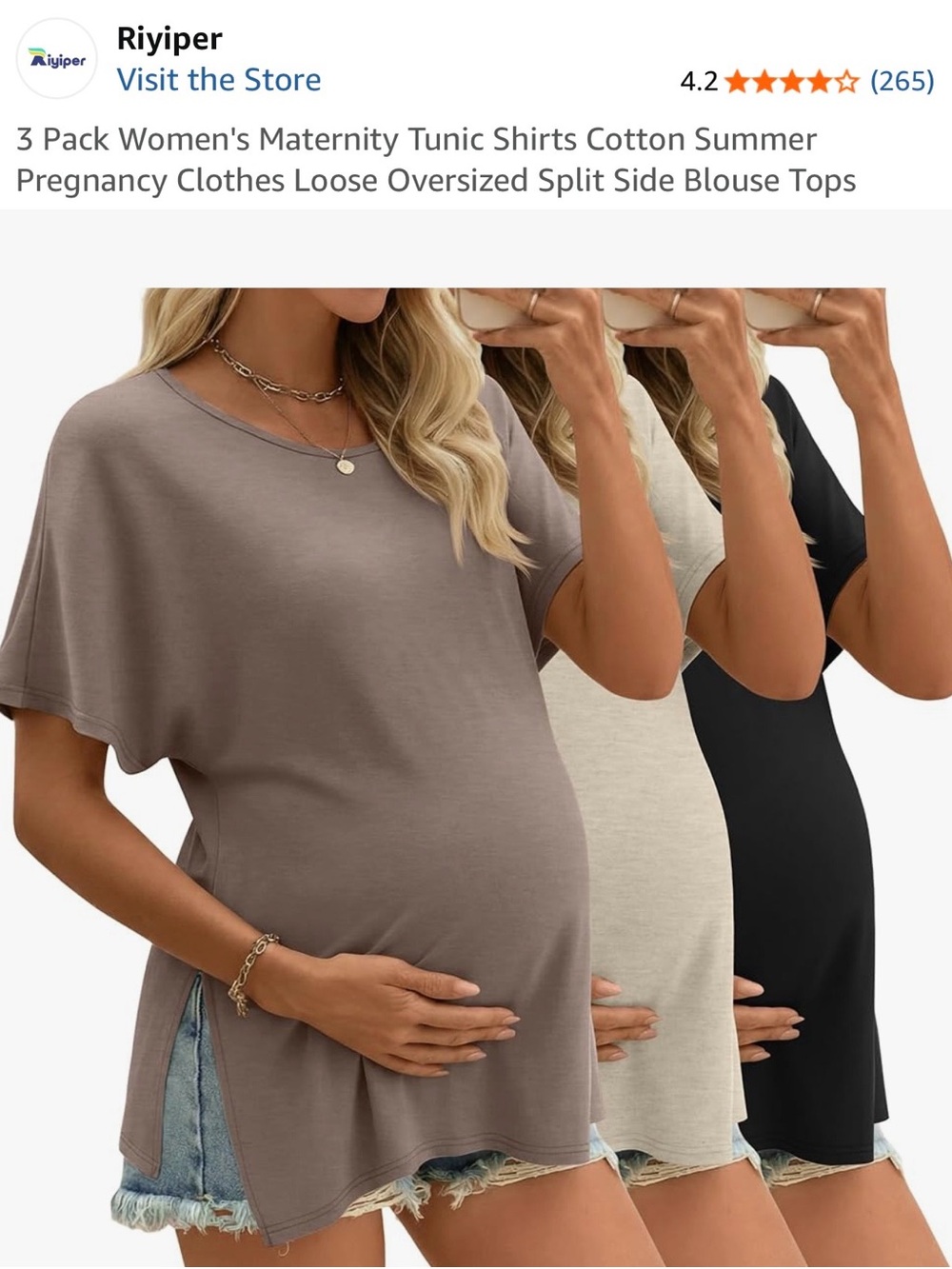 Women's Maternity Tunic Top - Only Black
